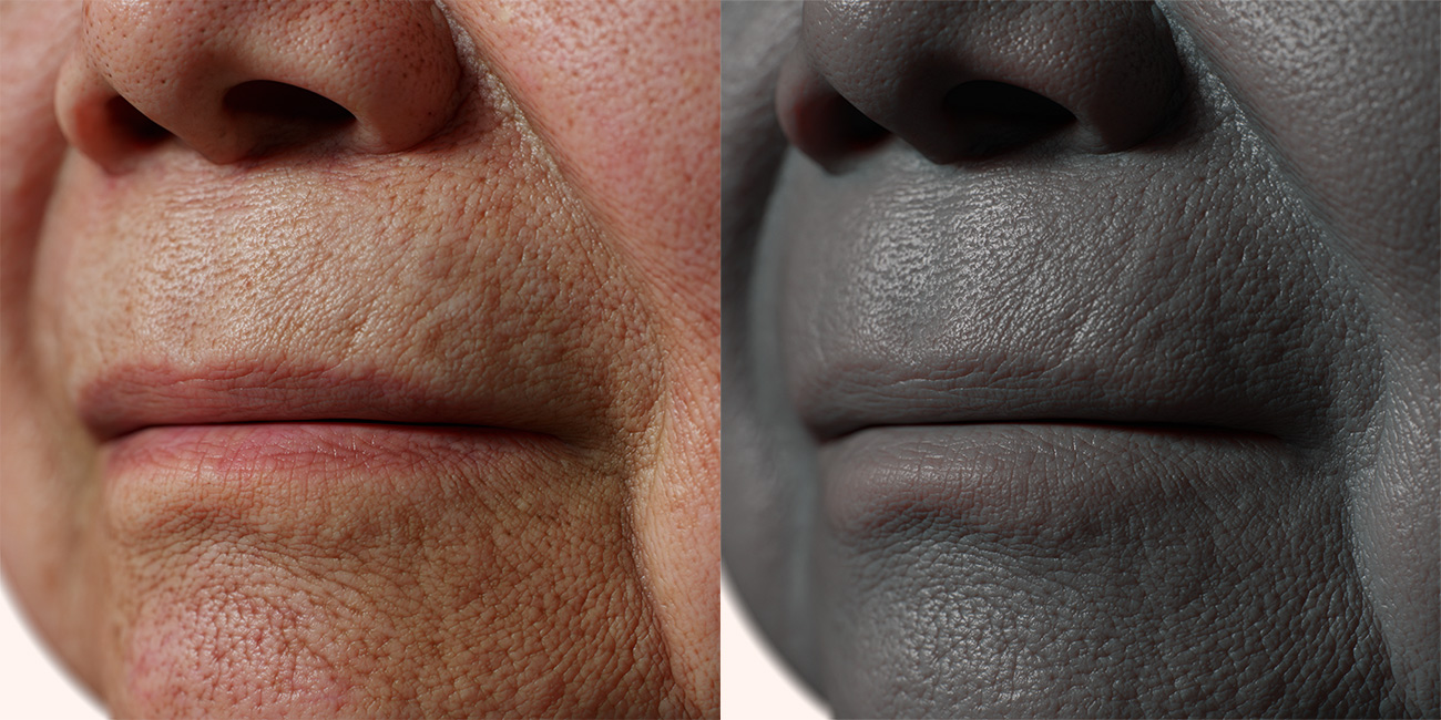 Female head scan skin pore details 